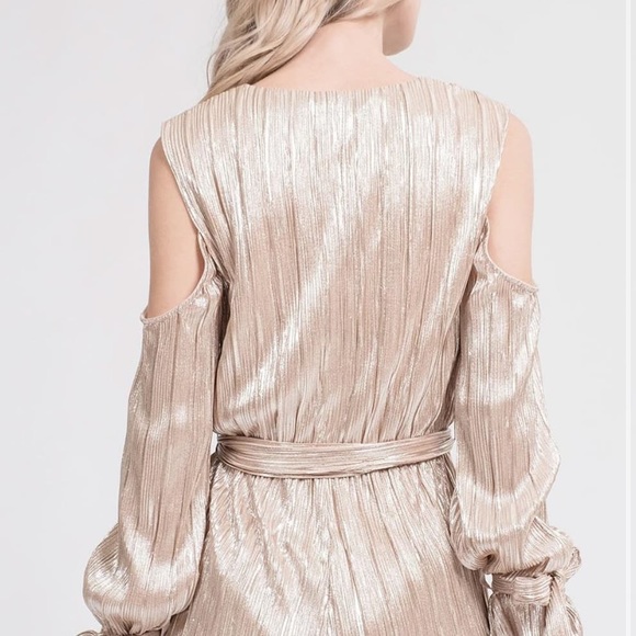 J.O.A. Cold Shoulder Metallic Romper - Picture 3 of 7